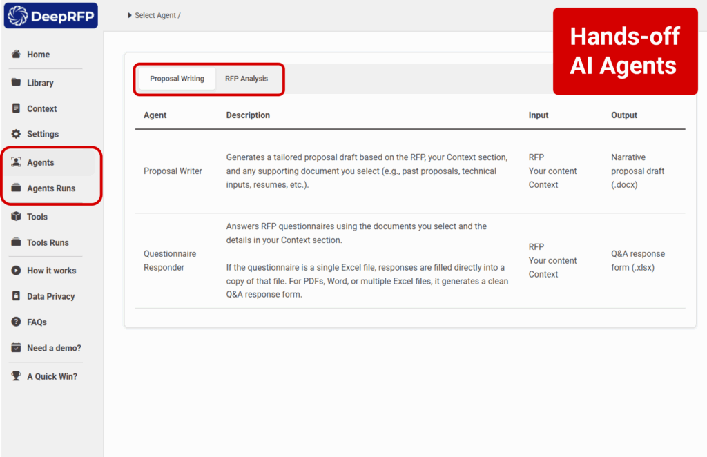 RFP AI agents for automating proposal responses in the DeepRFP AI kit