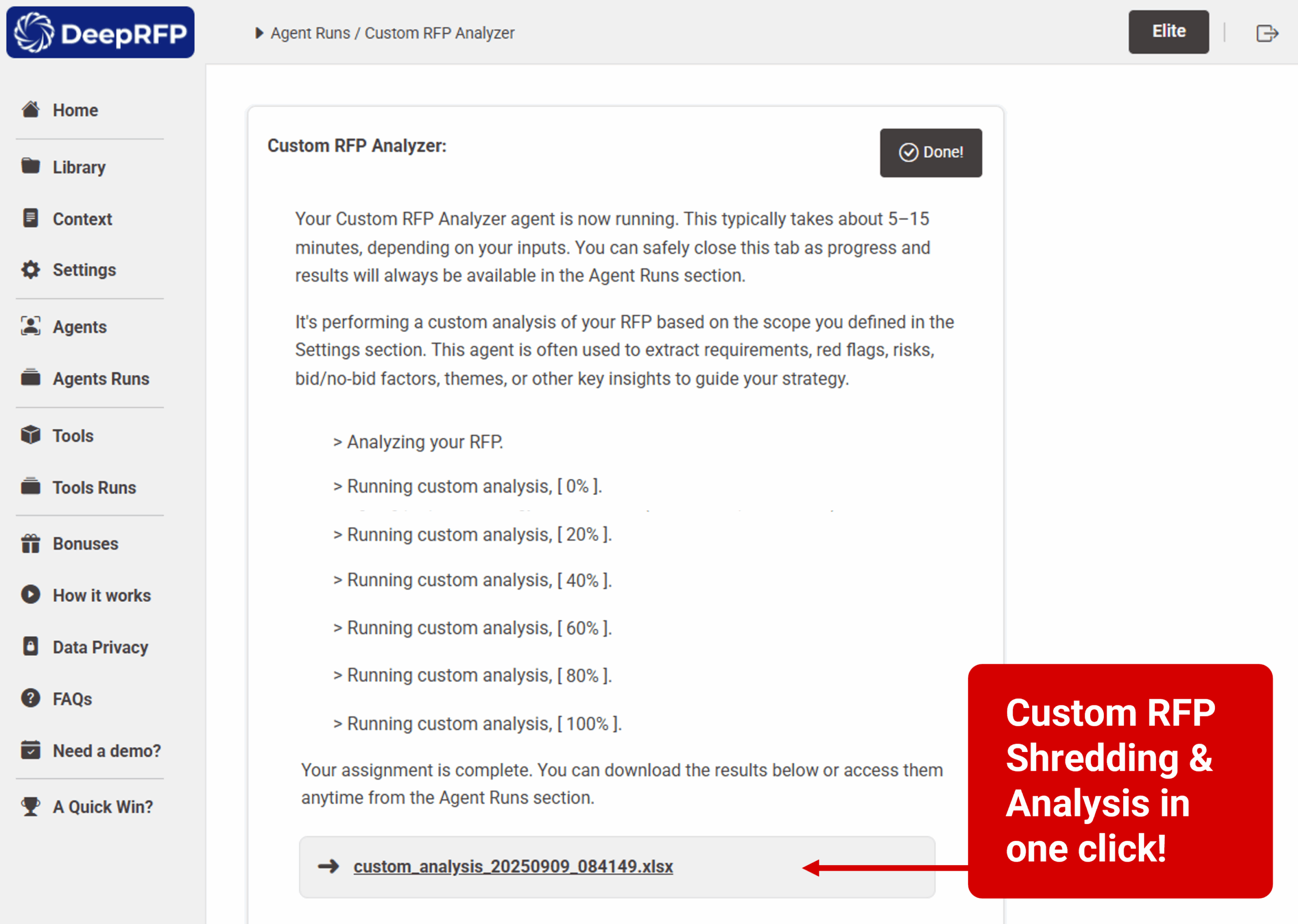 DeepRFP RFP shredding software — AI RFP analysis and analyzer that splits requirements and provides insights